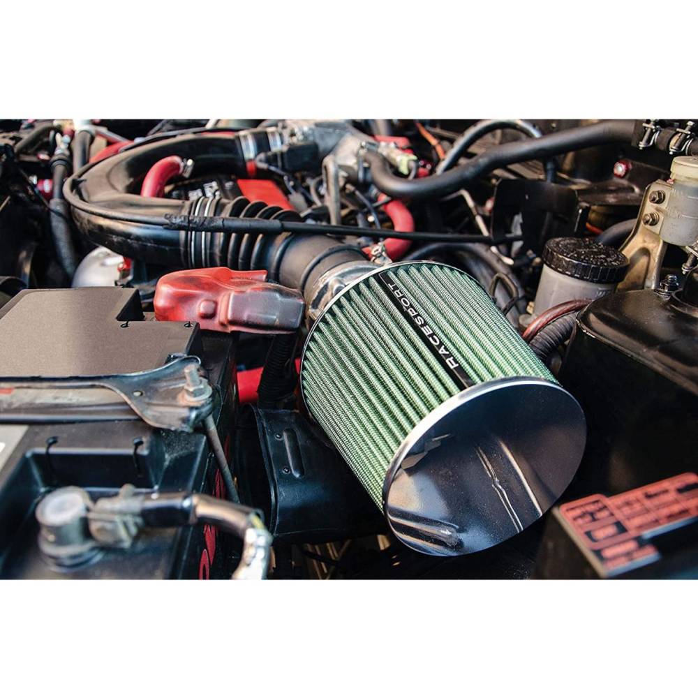 Filtru aer sport verde cu capac si 4 adaptori AIRGRIN RaceSport
