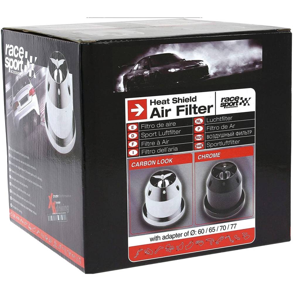Filtru aer sport cromat cu 4 adaptori AIRCHRM RaceSport