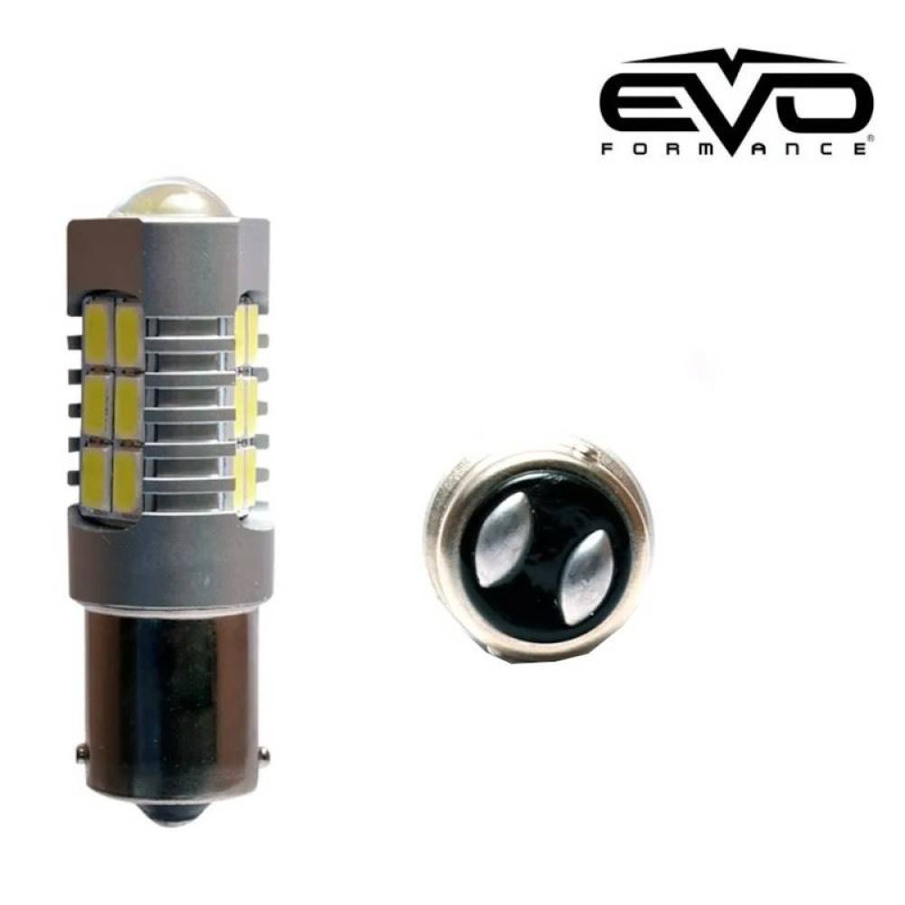 Bec stop frana 21 LED-uri, 12/24V, P21/5W, BAY15d CanBus, cu lupa, 93742 EVO Performance