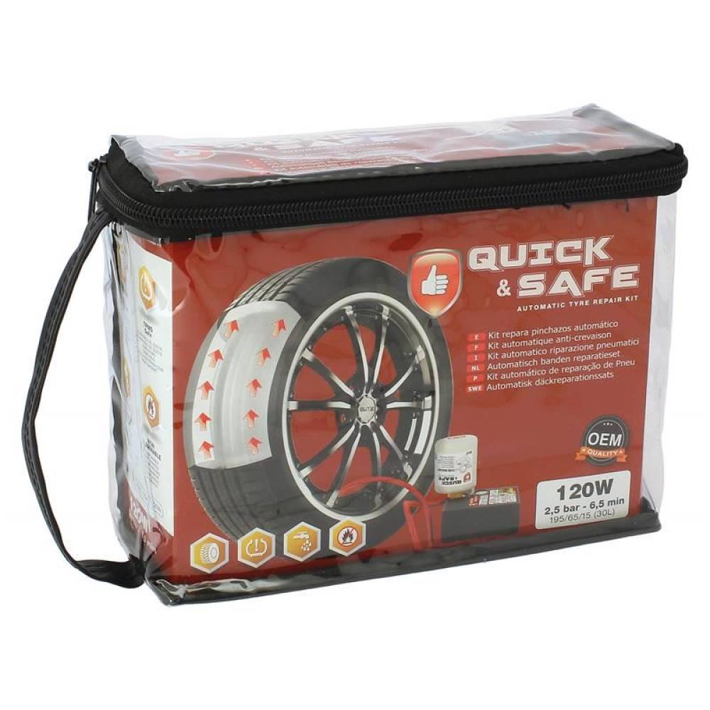 Compresor aer 12V 180W, cu spuma, kit reparat roata Quick&Safe RP10001