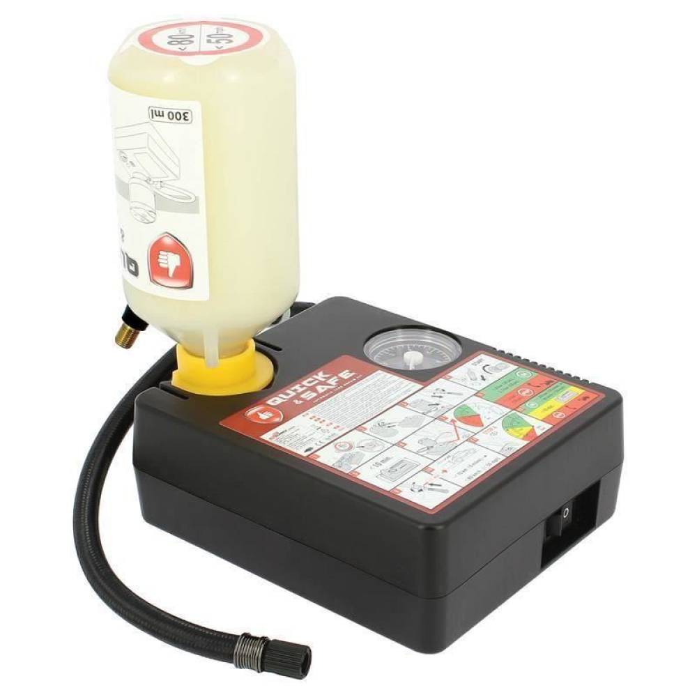 Compresor aer 12V 180W, cu spuma, kit reparat roata Quick&Safe RP10001