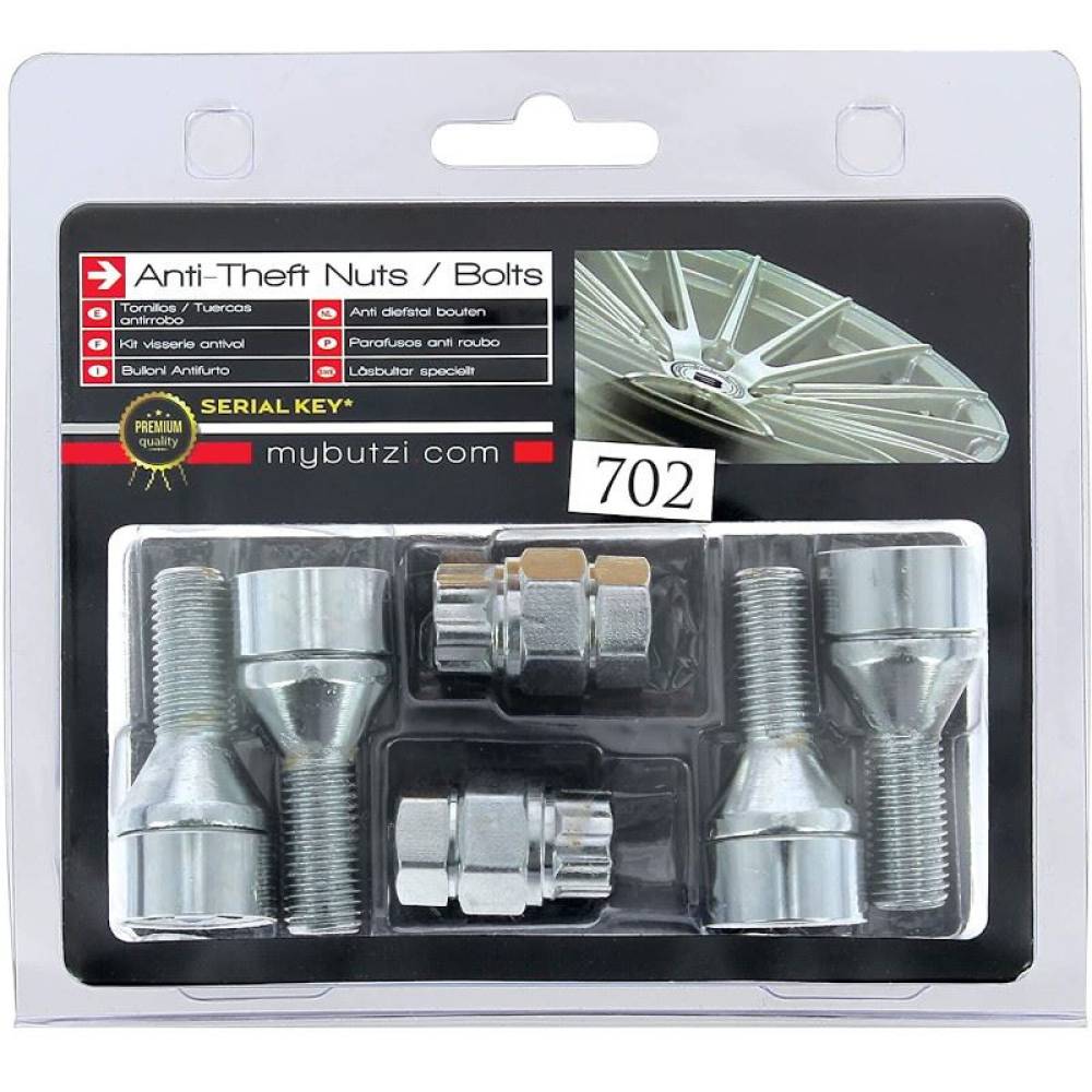 Set 4 prezoane antifurt SecurityWheel Locks 12x1,5 x L26 conic, 2 chei BZH5026 Butzi