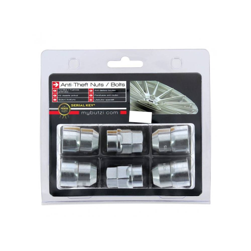 Set 4 piulite antifurt pentru prezoane Wheel Locks 12x1.5 xL28 conic, 2 chei BZH1250 Butzi