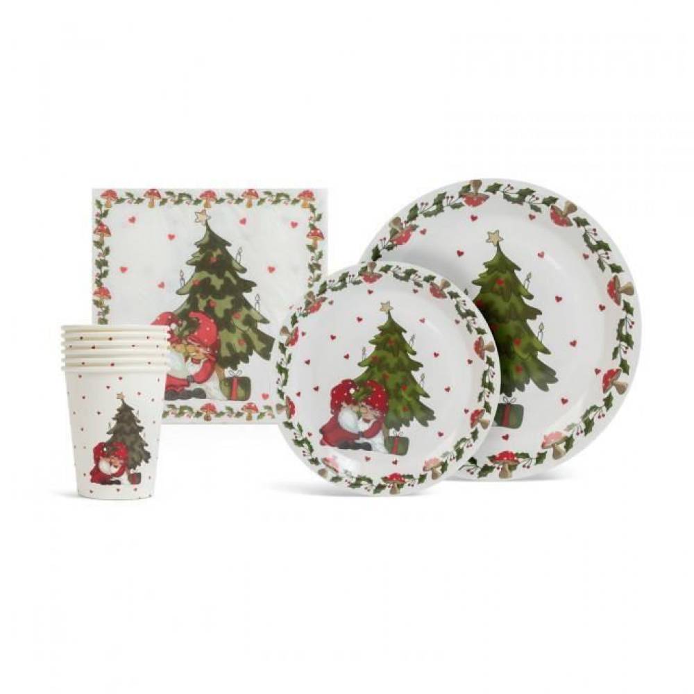Set de unica folosinta 12 farfurii, 6 pahare, 20 servetele, de Craciun Family Pound 58224b Set de unica folosinta 12 farfurii, 6 pahare, 20 servetele, de Craciun Family Pound 58224b