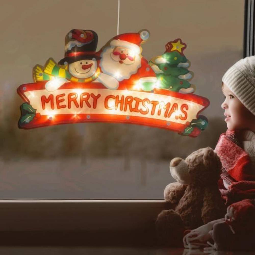Decor ferestre Merry Christmas 45x24cm, 3xAAA, Family Pound 56530A