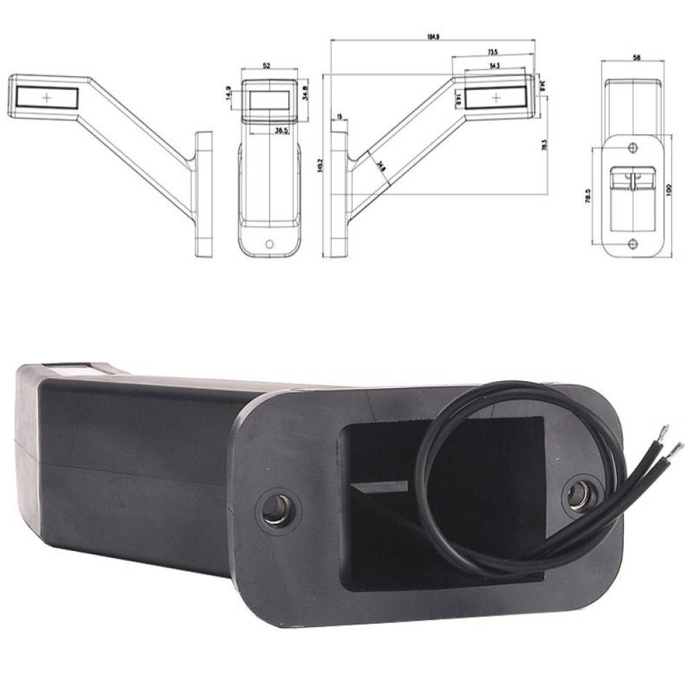 Lampa gabarit 185mm, LED, 2 functii, stanga W168.4 1172L Was