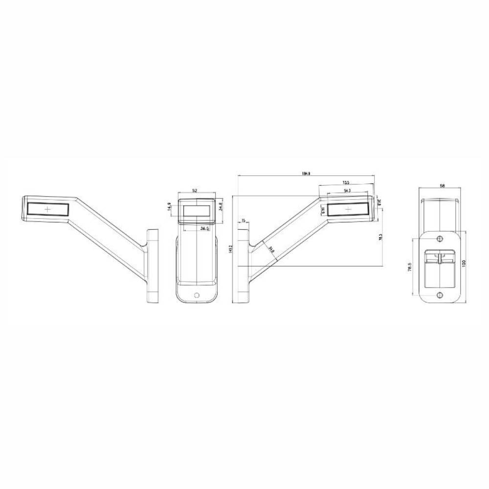 Lampa gabarit 185mm, LED, 2 functii, dreapta W168.4 1172P Was