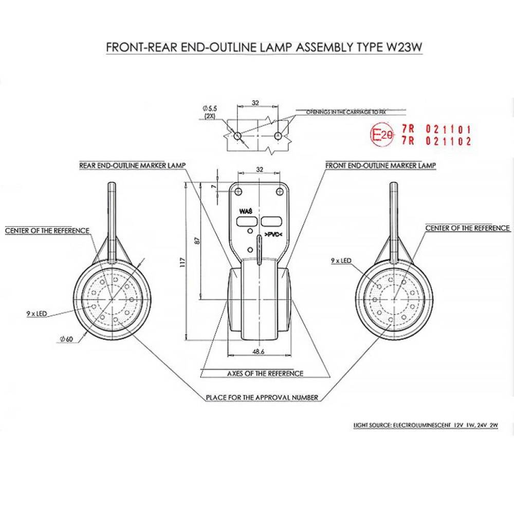 Lampa gabarit 113mm, LED, 513BC Was