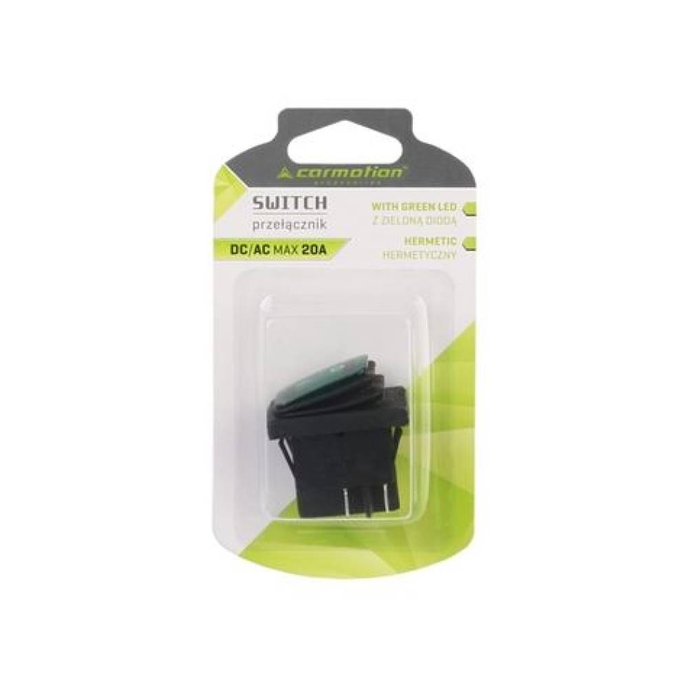 Intrerupator ON/OFF cu LED verde, ermetic Carmotion 86541