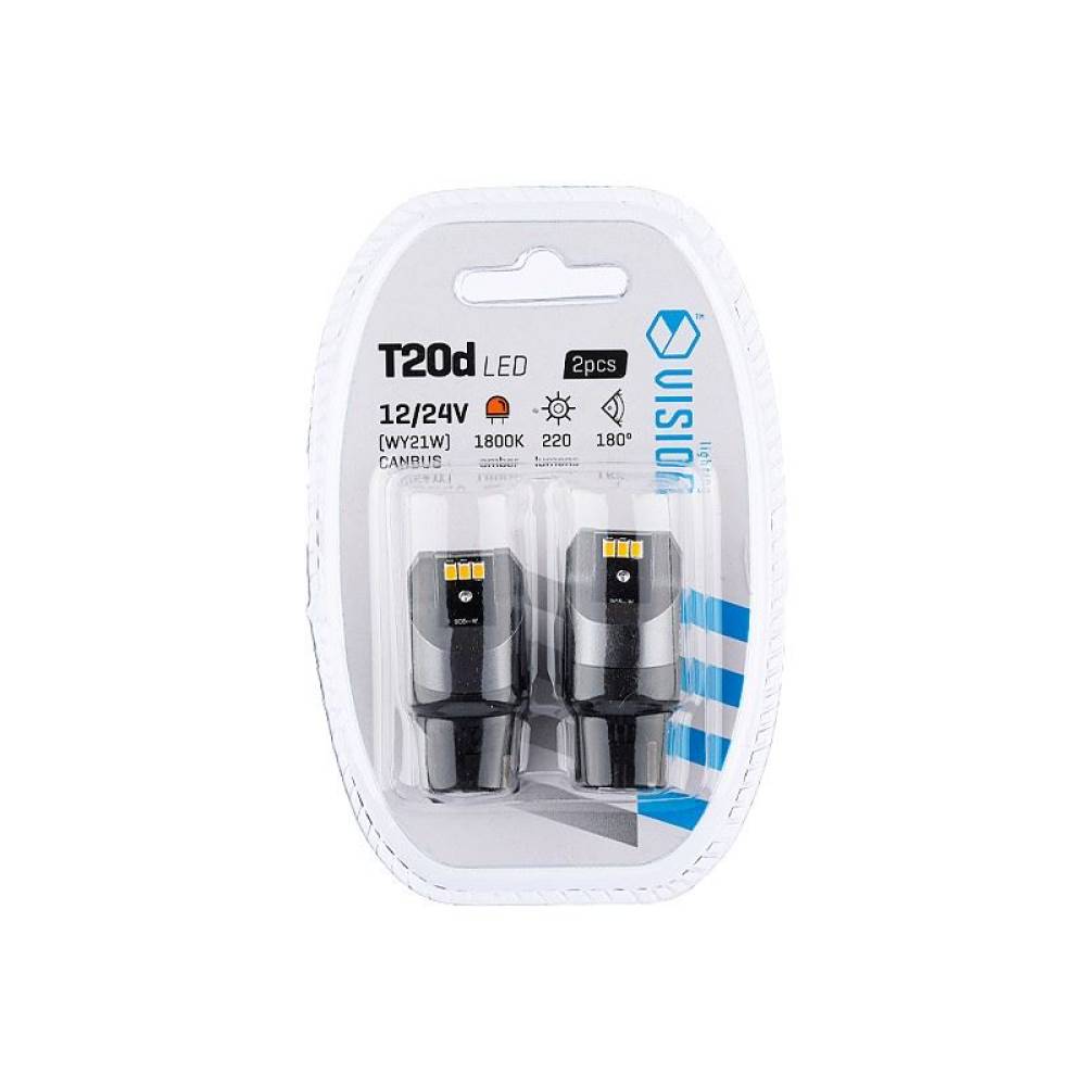 Set 2 becuri semnalizare galben T20, 6 LED-uri SMD3020, 12-24V Wy21W CANBUS, VISION 58335 Carmotion