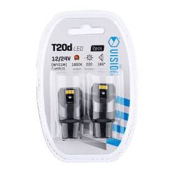 Set 2 becuri semnalizare galben T20, 6 LED-uri SMD3020, 12-24V Wy21W CANBUS, VISION 58335 Carmotion