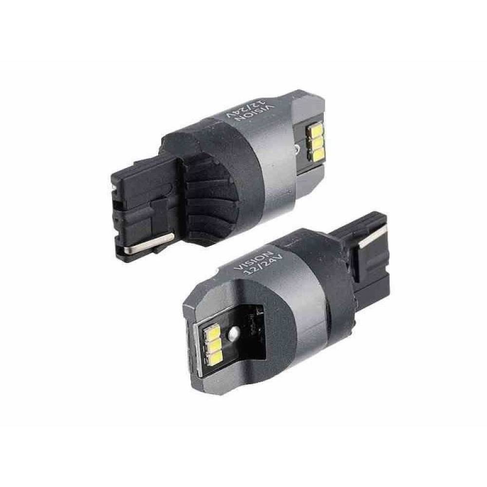 Set 2 becuri semnalizare T20, 6 LED-uri SMD 3020, 12-24V W21W Canbus 58334 Vision