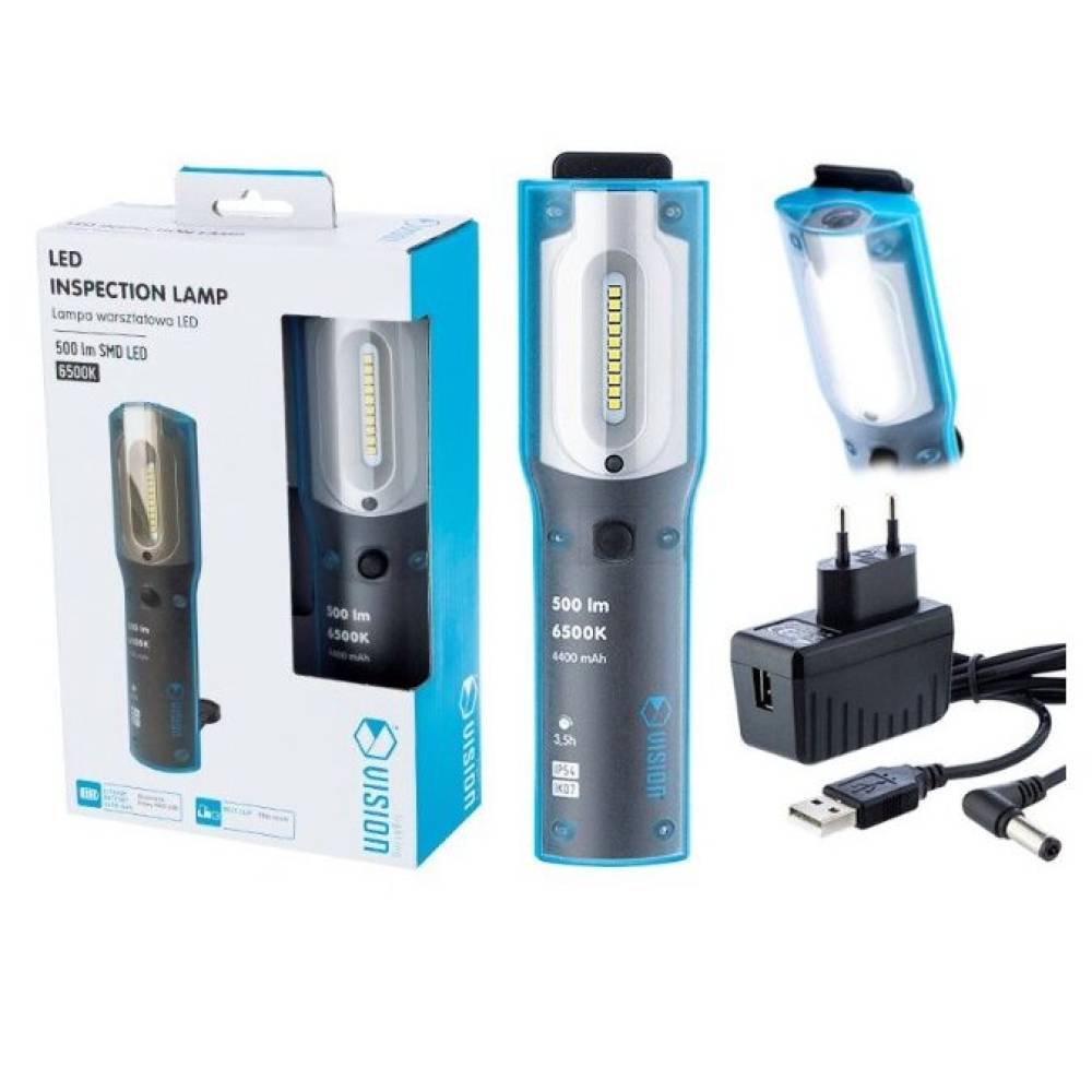 Lanterna lucru LED reincarcabila  USB si 220V, 500lm, 4400mAh, IK07, Vision 63301 Carmotion