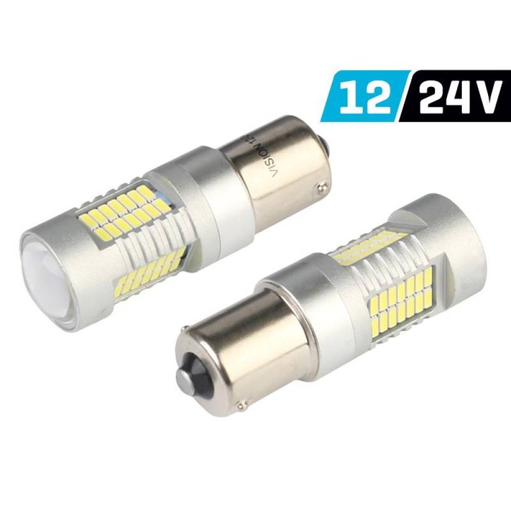 Set 2 becuri stop frana 52 LED-uri, 12-24V, P21/5W, BAY15d, CanBus cu lupa 58945 Vision