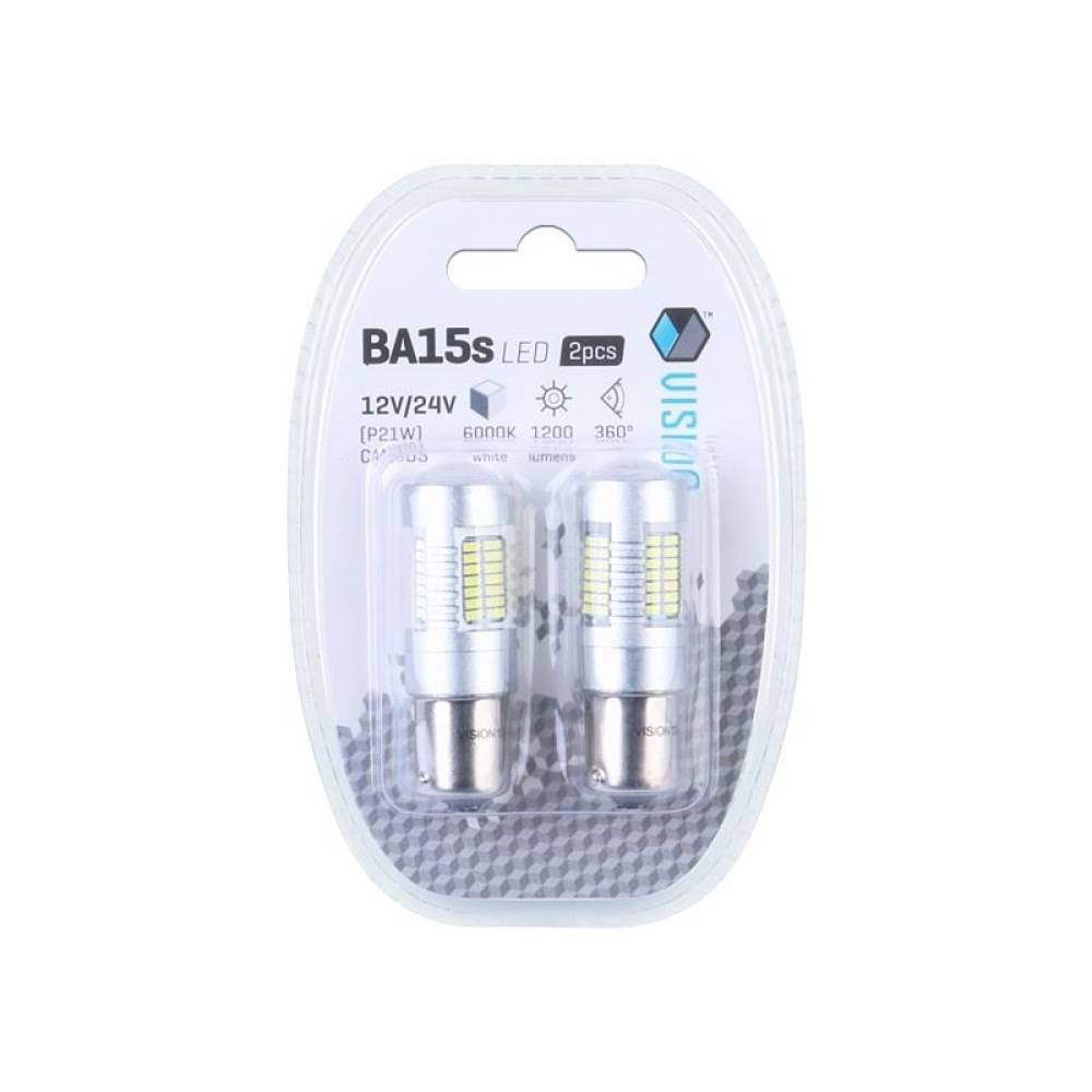 Set 2 becuri stop frana 52 LED-uri, 12-24V, P21/5W, BAY15d, CanBus cu lupa 58945 Vision