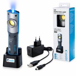 Lanterna lucru LED si UV, reincarcabila USB sau 220V, 5000mAh, 250/ 500/ 1000 lum + 220 lumeni, Vision 63302 Carmotion