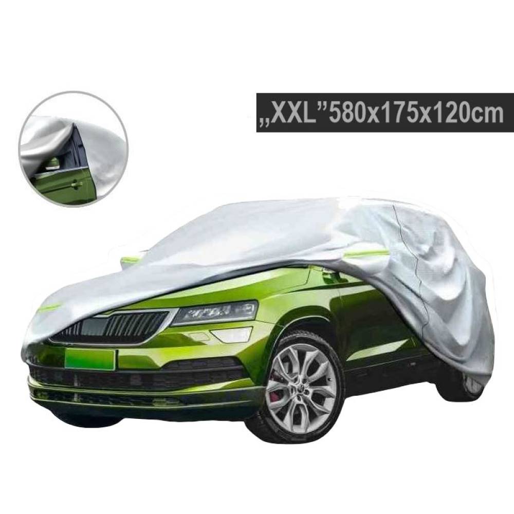 Prelata auto XXL 580x175x120, 3 straturi, reflectorizanta, din bumbac, cu fermoar 86374 Carmotion Prelata auto XXL 580x175x120, 3 straturi, reflectorizanta, din bumbac, cu fermoar 86374 Carmotion