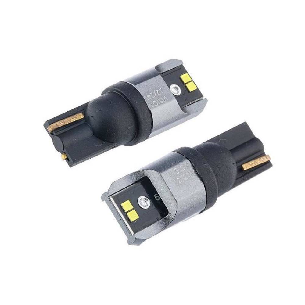 Set becuri T10, LED, 4 SMD 1616, 12-24V W5W, alb, Canbus, VISION 58268