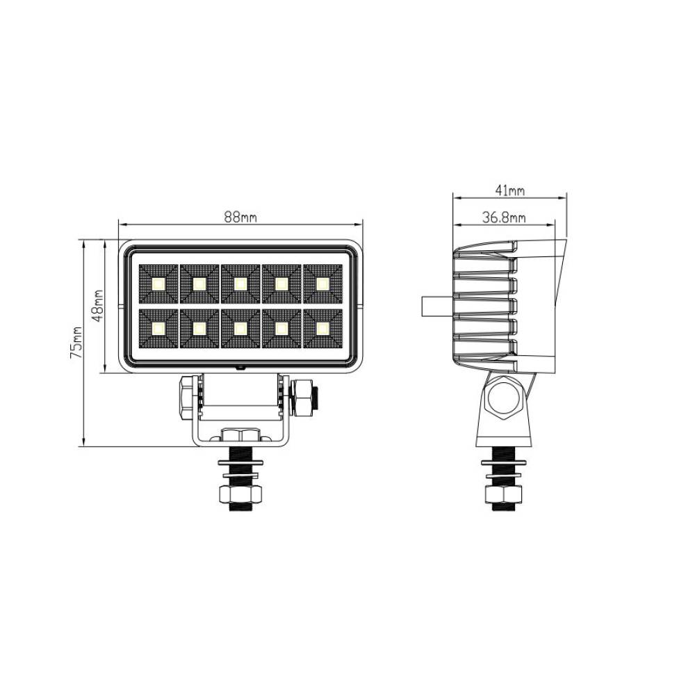 Proiector lucru 88x48, 10 LED-uri, 12-24V, 15W, 2800lm, flood L0167 TruckLed 