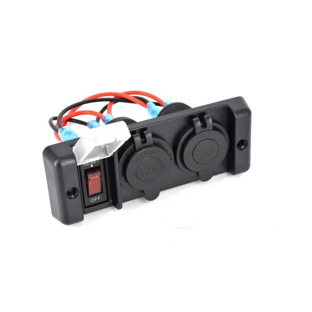 Panou 1 intrerupator cu mufa bricheta si 2x USB 13X5cm, 12v SP-030