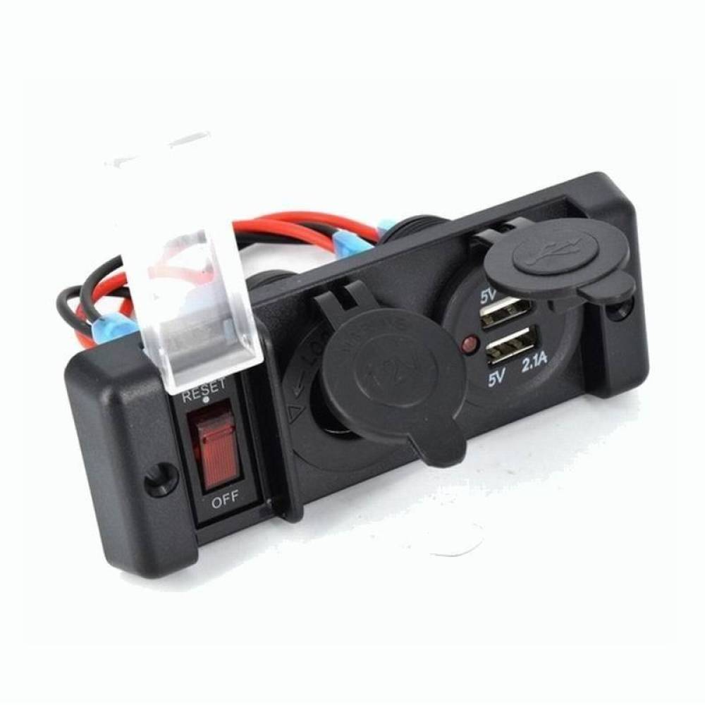 Panou 1 intrerupator cu mufa bricheta si 2x USB 13X5cm, 12v SP-030