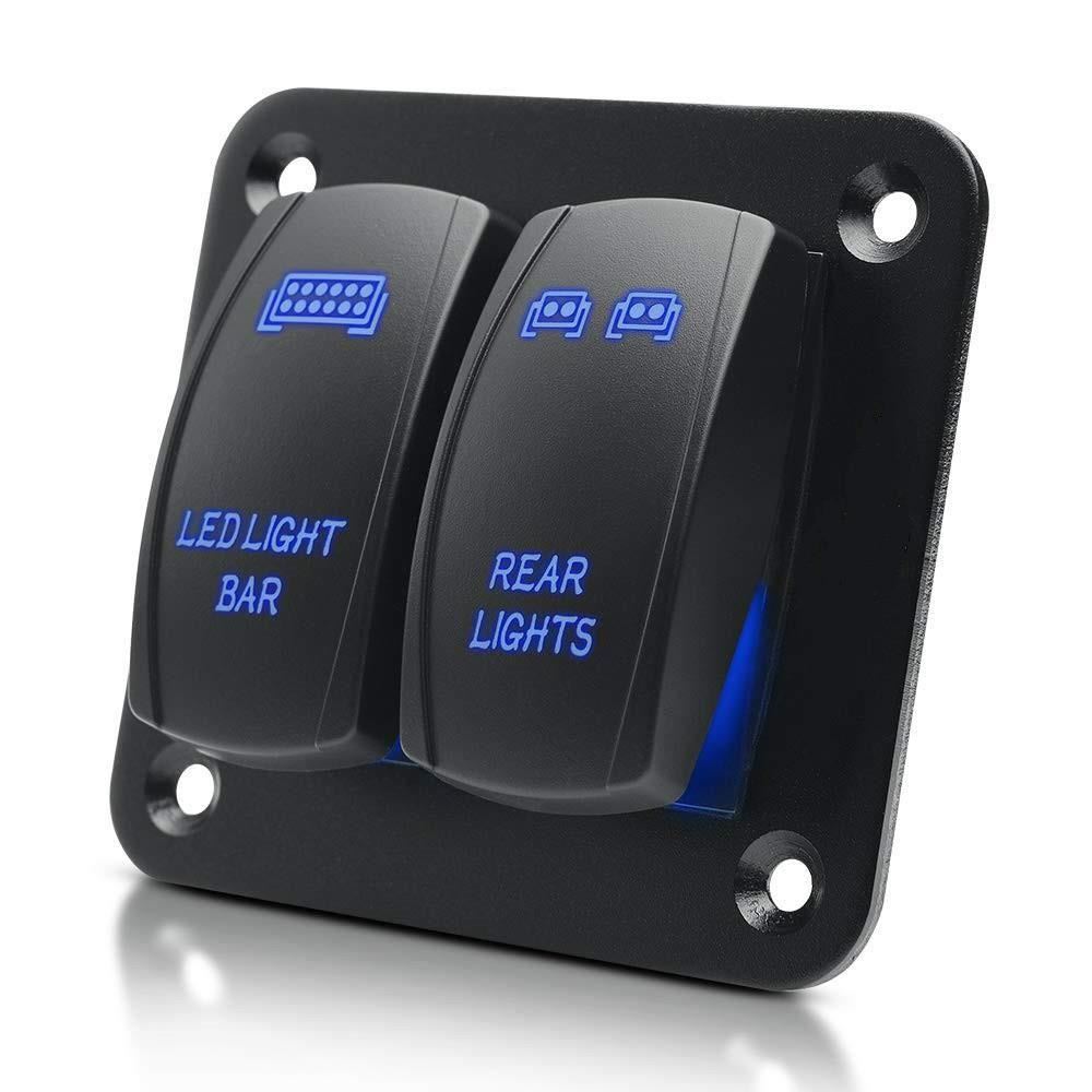Panou 2 intrerupatoare, 12-24V, Led albastru, Light bar, Revese \Art SPA02-1