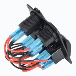 Panou 3 intrerupatoare cu Usbsi voltmetru 12-24V \Art SPA04/spa16