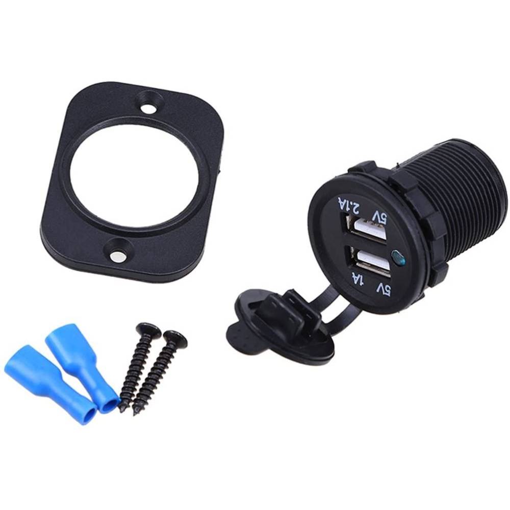 Priza cu 2 USB incastrabila, 12-24v, cu LED albastru SPP03