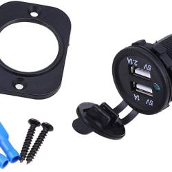 Priza cu 2 USB incastrabila, 12-24v, cu LED albastru SPP03