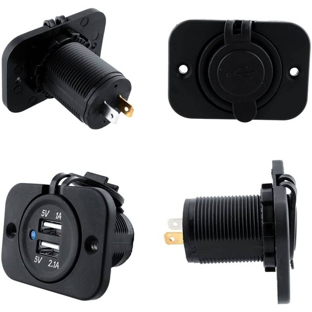 Priza cu 2 USB incastrabila, 12-24v, cu LED albastru SPP03