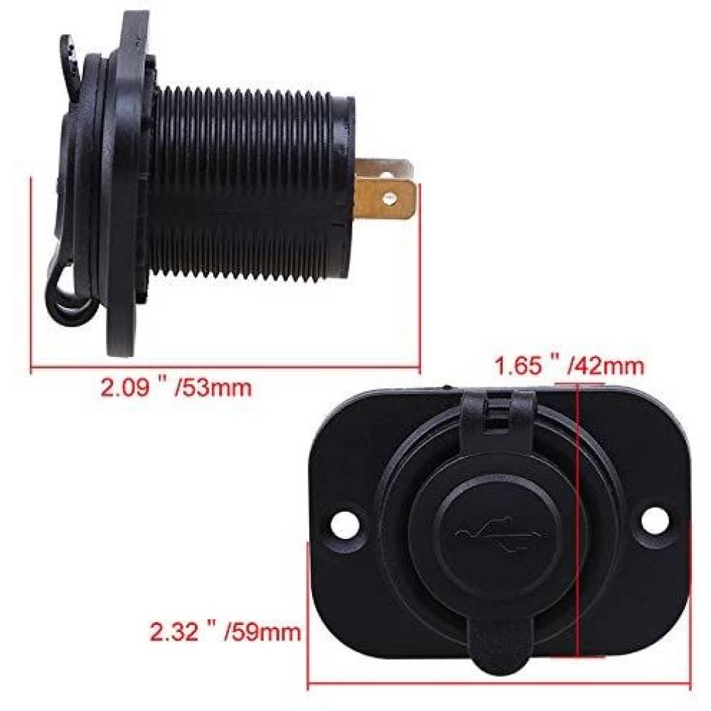 Priza cu 2 USB incastrabila, 12-24v, cu LED albastru SPP03