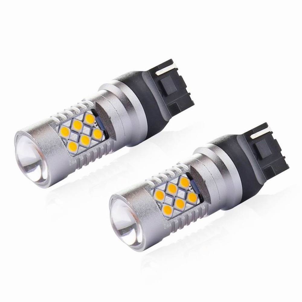 Set 2 becuri semnalizare galbene, T20, 24 LED-uri SMD 12-24V WY21W CANBUS 02393 AMIO