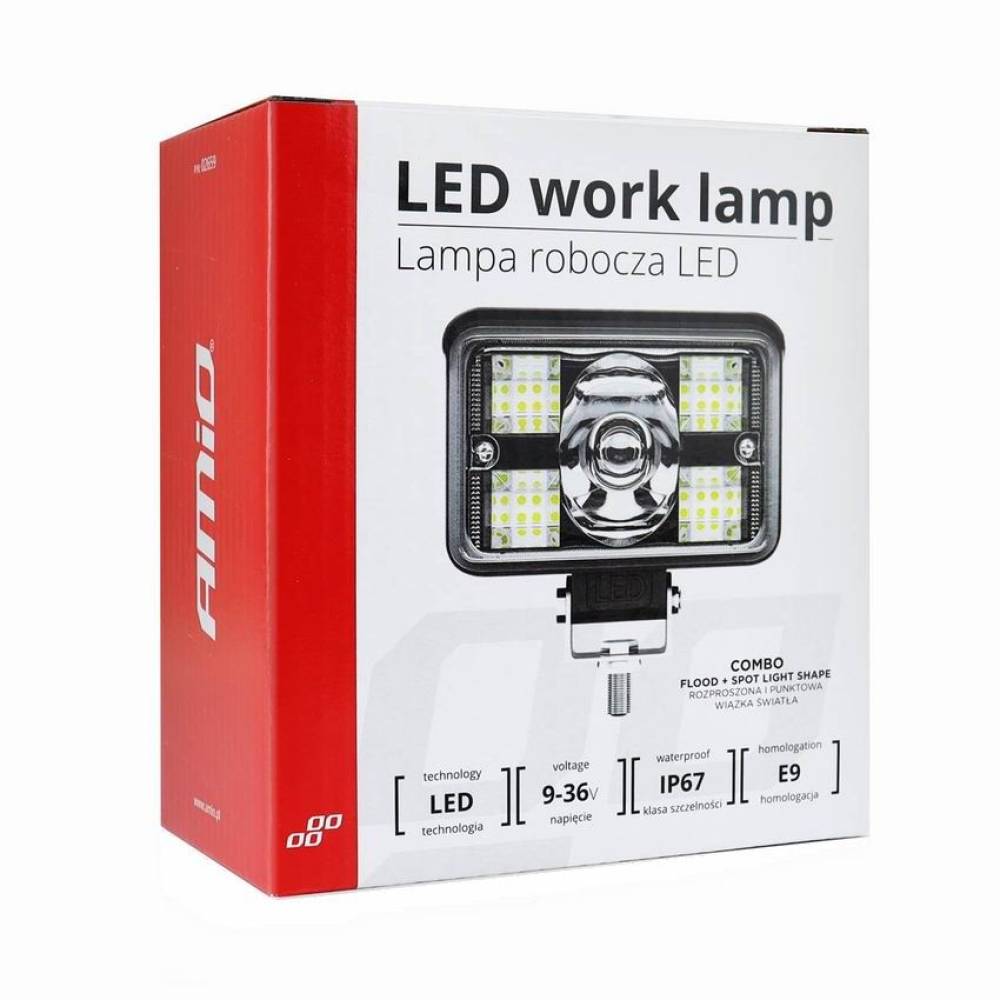 Proiector lucru 110x 99 x52mm, 17 LED-uri, 9-36V/45W, 3400lm, cu cozoroc, AWL32 02659 Amio