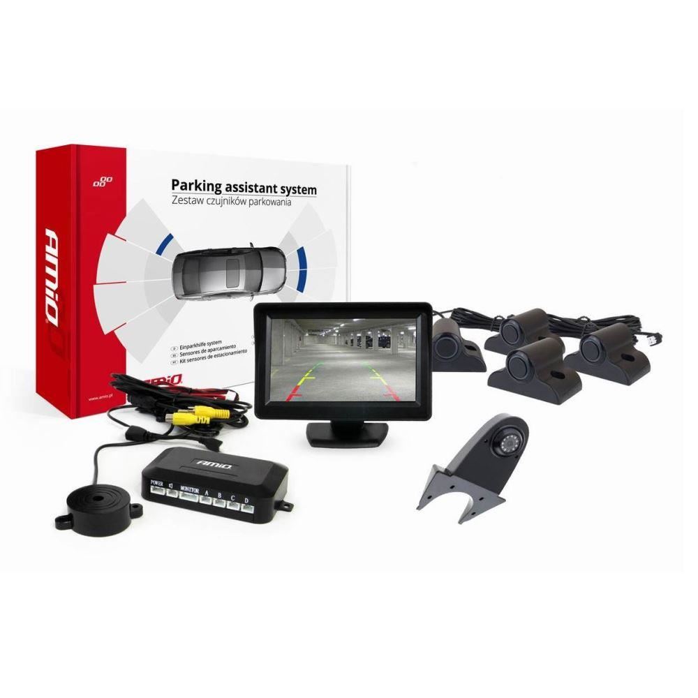 Kit camera mers inapoi cu monitor si senzori mers inapoi, 12 - 24V, Amio 02731 Kit camera mers inapoi cu monitor si senzori mers inapoi, 12 - 24V, Amio 02731