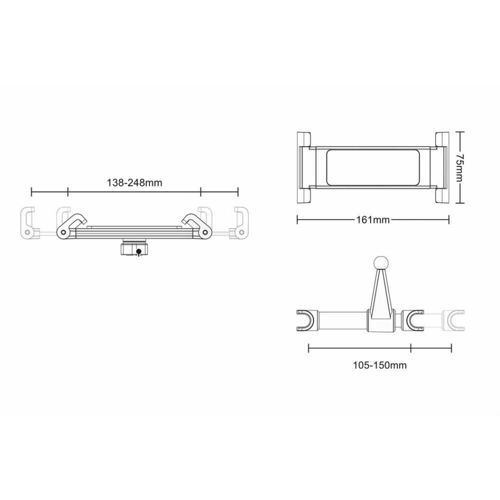 Suport tableta cu prindere pe tetiera, 138-248mm, Thold-02 02187 Amio