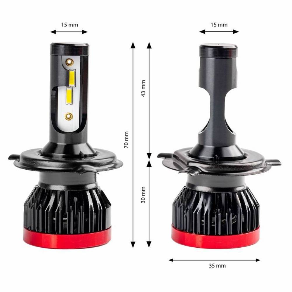 Set 2 becuri H4, 4 LED-uri COB, 9-18V, 50W, 3100lm, 6000K, ventilat, BF Series 02241 Amio