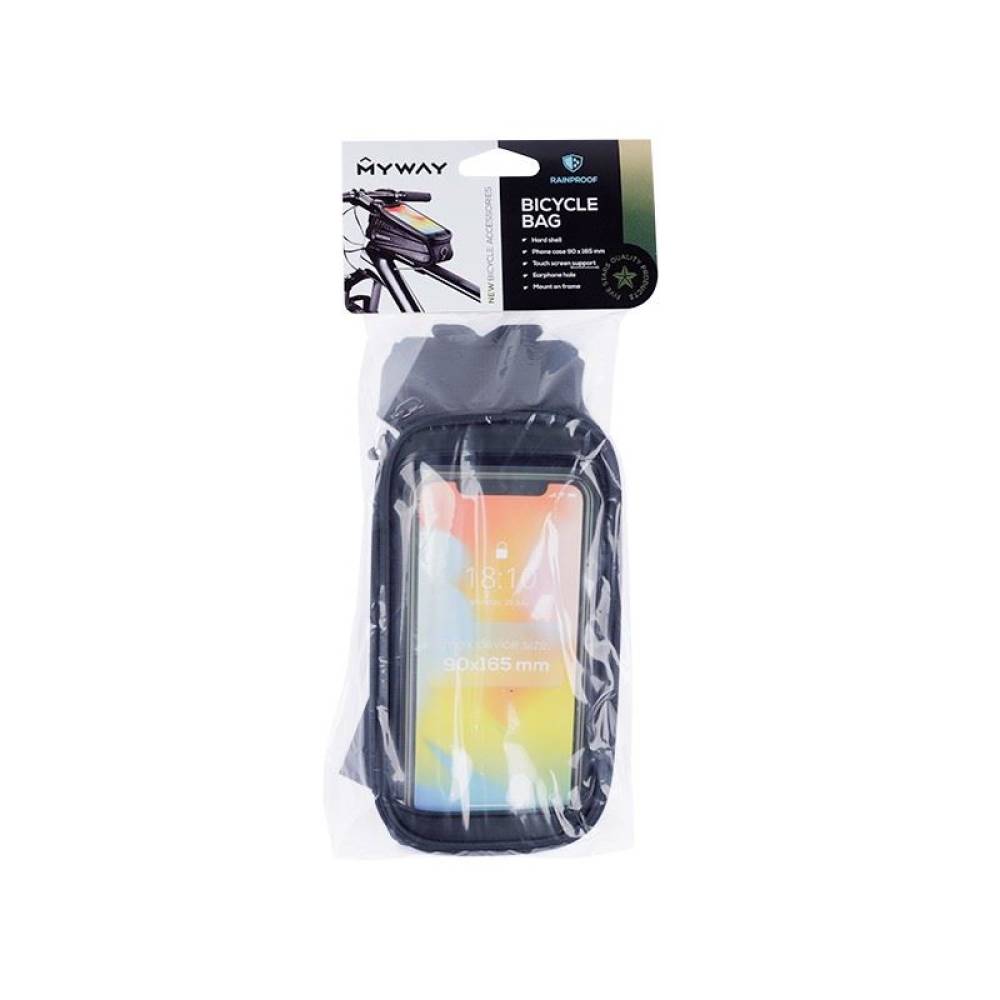 Borseta bicicleta cu husa telefon, pe ghidon, neagra, 63100 MyWay