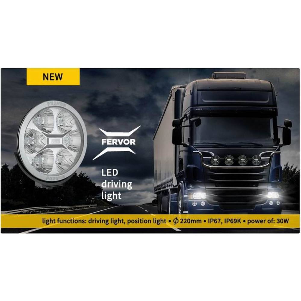 Proiector faza lunga fi220, cu LED, cu pozitie si aparatoare, Black Edition, FERVOR 220 LUM1.50806 Wesem, 2400lm, 27w, 12-24v, camioane, tir, offroad, 4x4