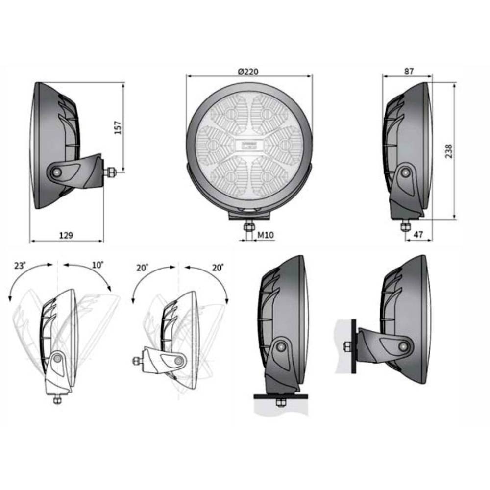 Proiector faza lunga fi220, cu LED, cu pozitie si aparatoare, Black Edition, FERVOR 220 LUM1.50806 Wesem, 2400lm, 27w, 12-24v, camioane, tir, offroad, 4x4