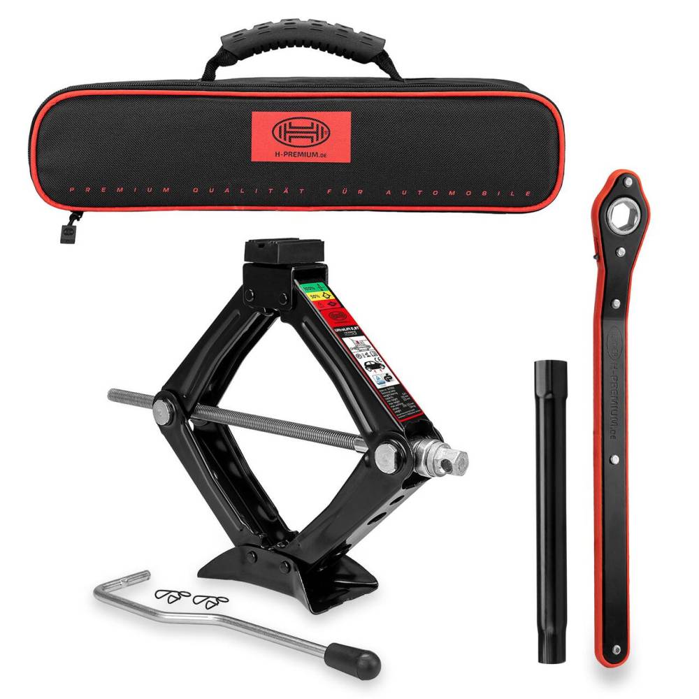 Cric foarfeca 0.8T, 23-32cm, cu manivela si cheie clichet, husa depozitare, TUV, Ultralift Pro 347.09 Heyner
