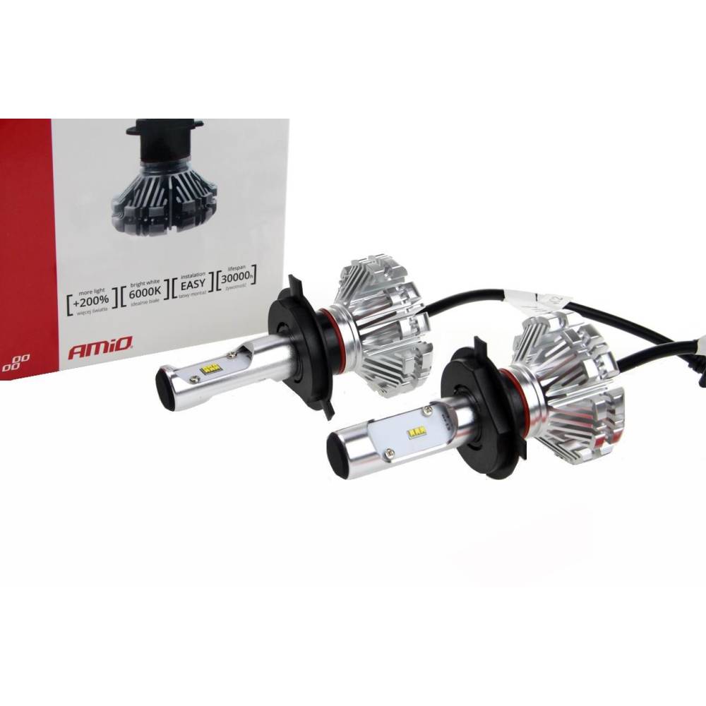 Set 2 becuri H4, 2 LED-uri, 9-18V, 40W, 3200lm, 6000K, SX Series 01062 Amio Set 2 becuri H4, 2 LED-uri, 9-18V, 40W, 3200lm, 6000K, SX Series 01062 Amio