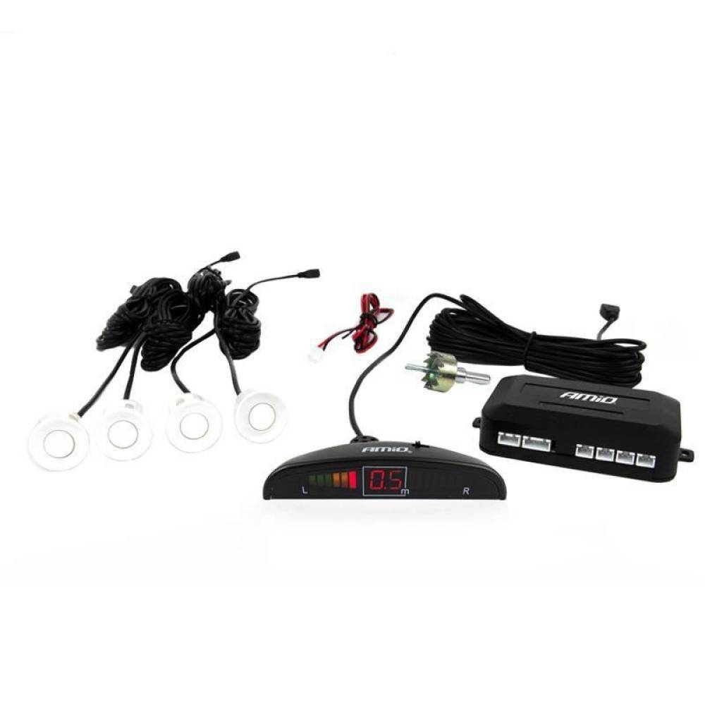 Set 4 senzori de parcare cu afisaj cu LED, albi 01566 Amio