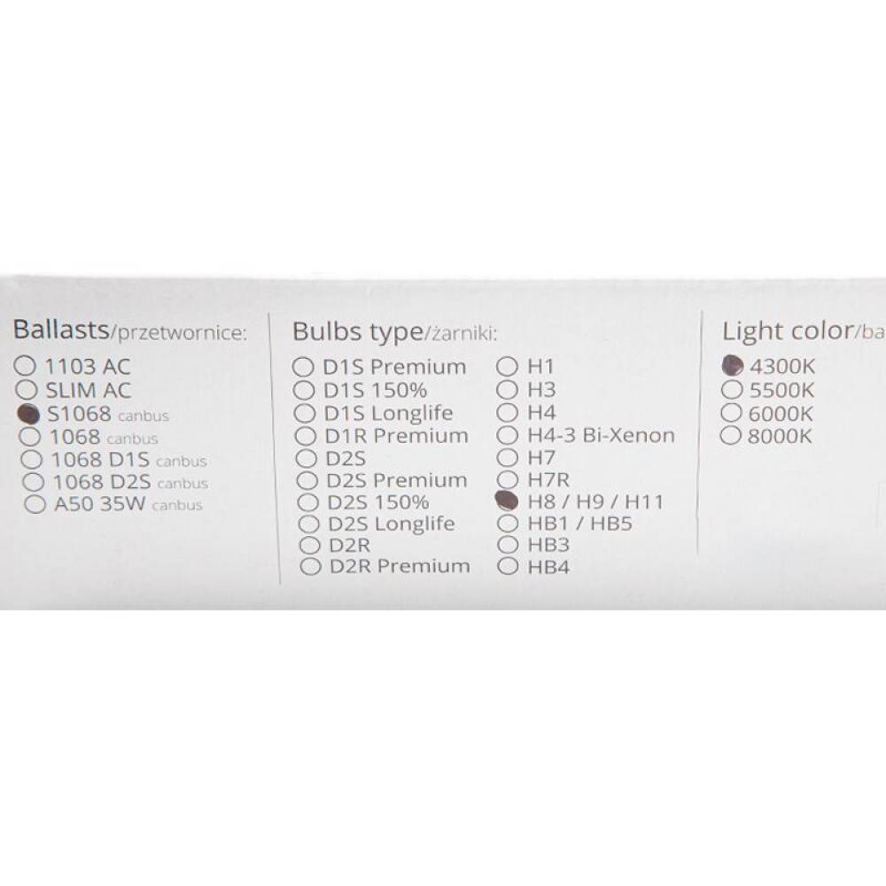 Instalatie xenon H8 H9 H11,12V 4300K balast S1068 Canbus 01914 Amio