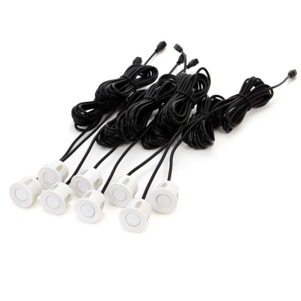 Set senzori parcare fata si spate, albi, fi22 cu avertizor sonor 01599 Amio