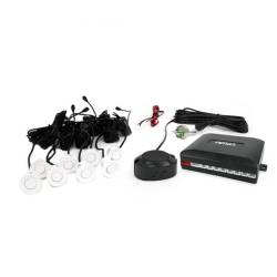 Set senzori parcare fata si spate, albi, fi22 cu avertizor sonor 01599 Amio