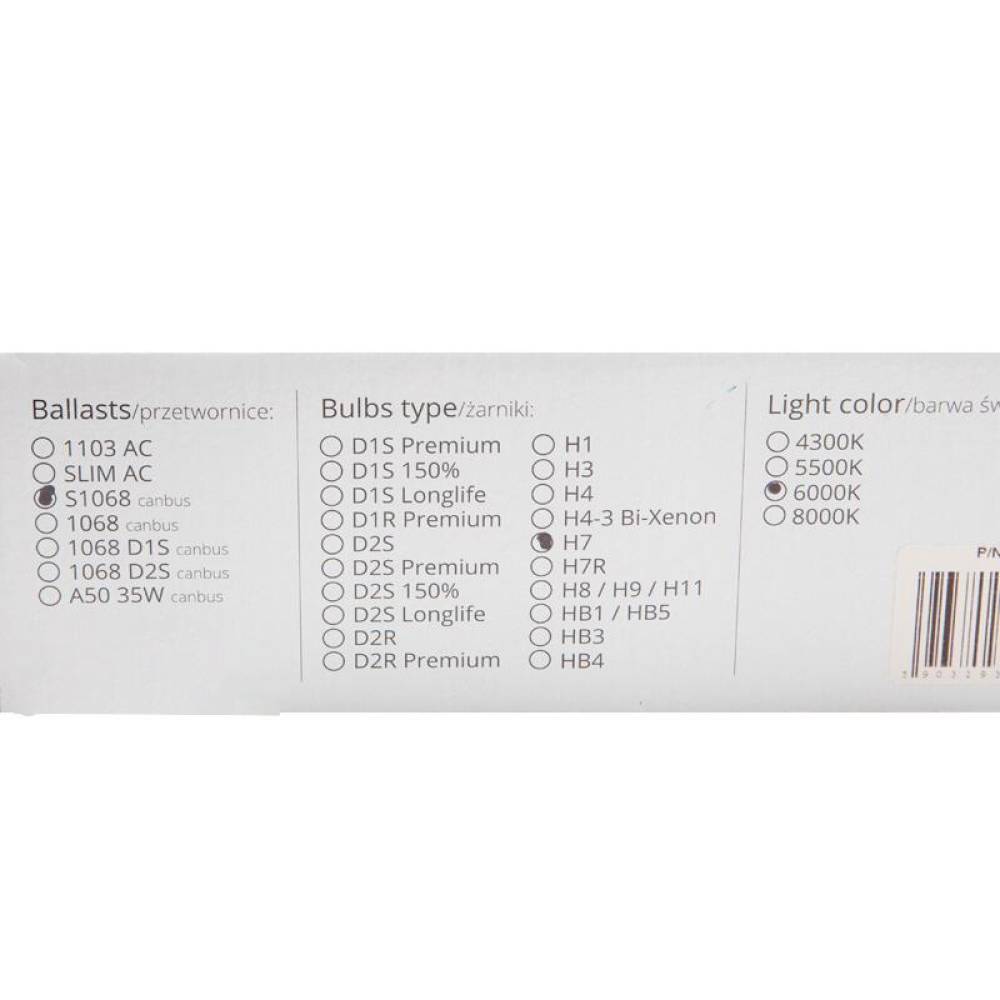 Instalatie xenon H7 12V 6000K balast S1068 Canbus 01907 Amio