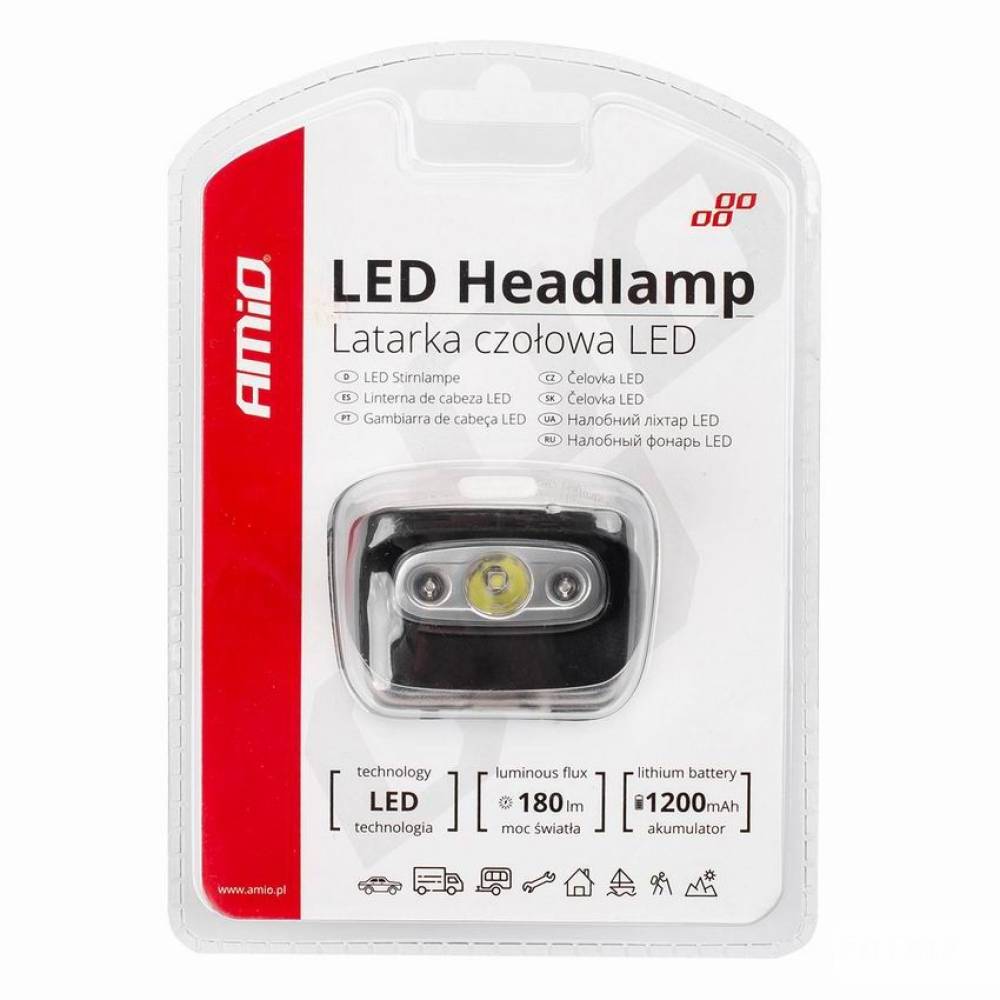 Lanterna frontala de cap cu LED cu acumulator, 1200mAh,130m 02200 Amio