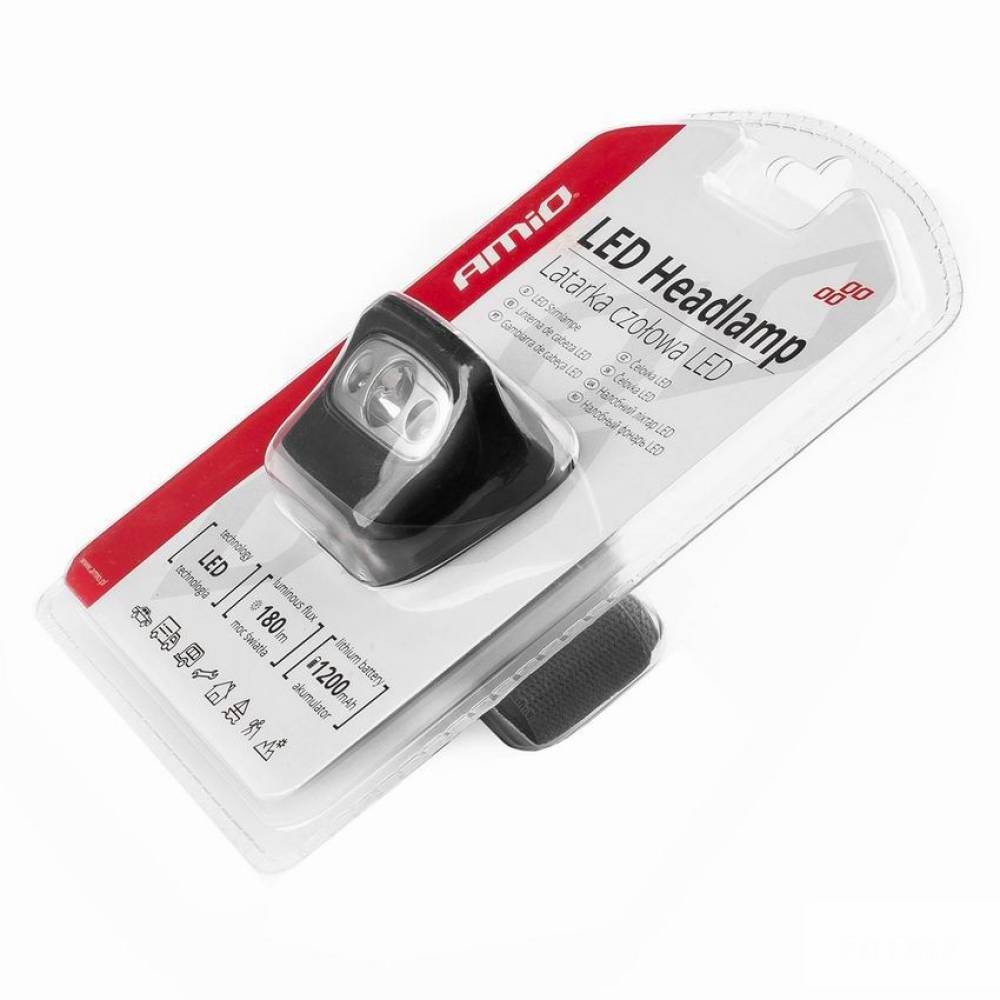 Lanterna frontala de cap cu LED cu acumulator, 1200mAh,130m 02200 Amio