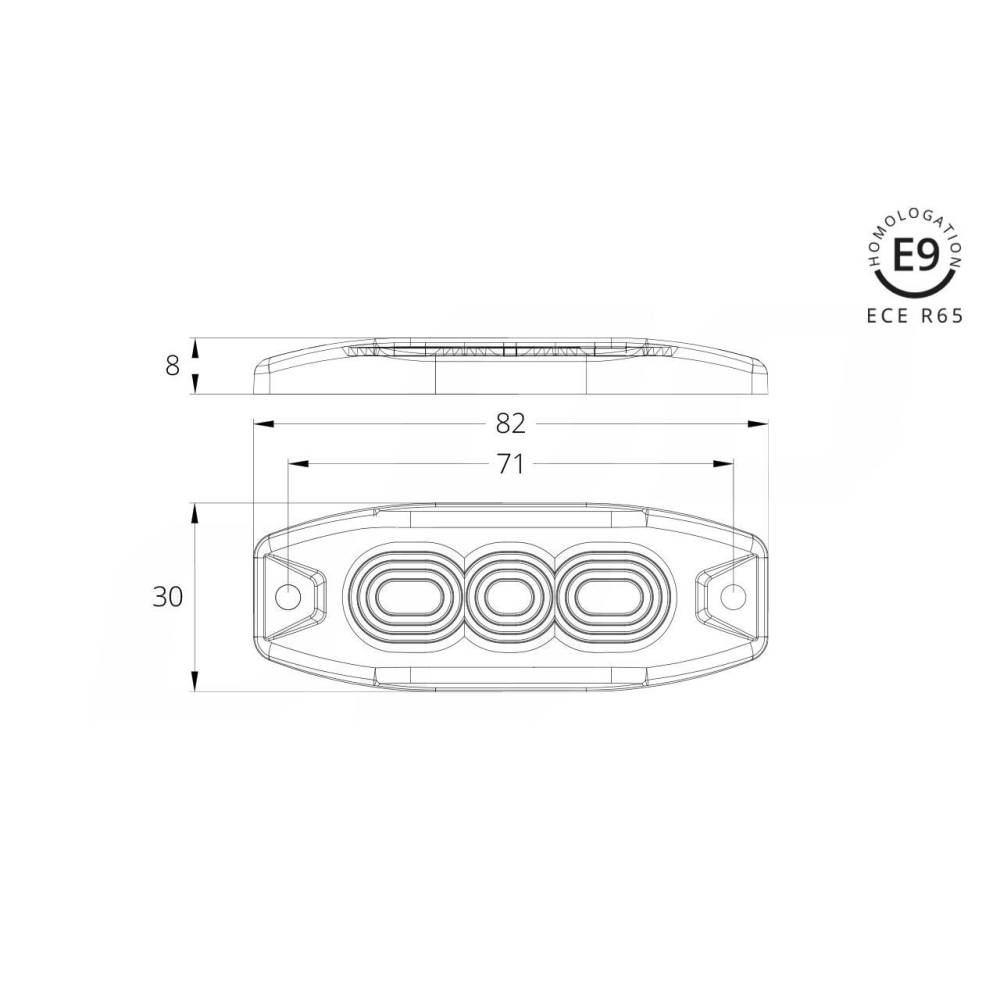 Proiector stroboscopic 3 LED-uri, 12-24V, 9W, 82x30, subtire, 02297 Amio