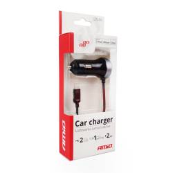 Incarcator auto fir Apple cu 2 USB, 12-24V, 2.1A, 02057 Amio